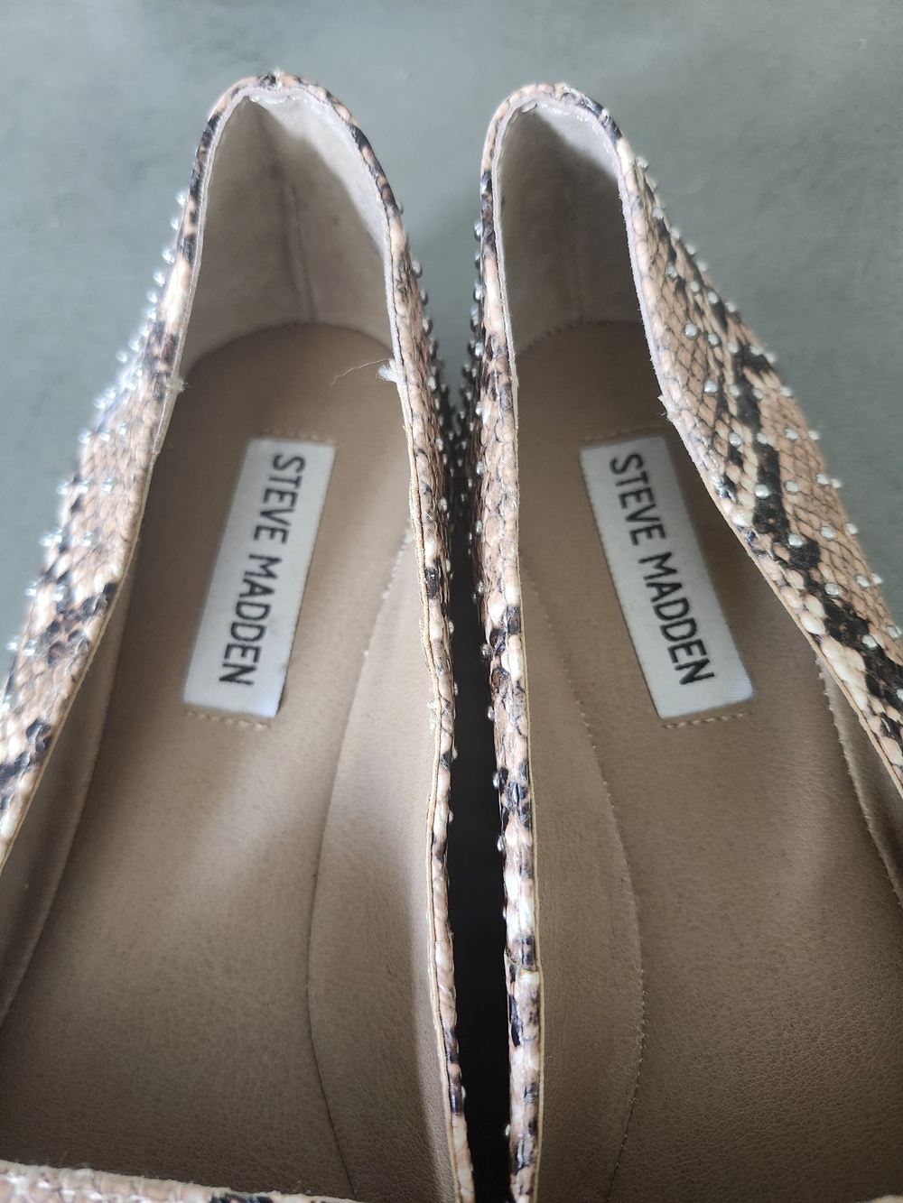 Steve Madden Women's Snake-Print Pointed Toe Flats - Beige/Black - Picture 5 of 5